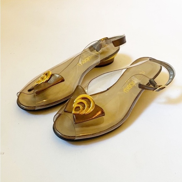70s Vintage Magdesian’s Clear Vinyl Slingbacks, Size 7 #282 - Picture 1 of 15